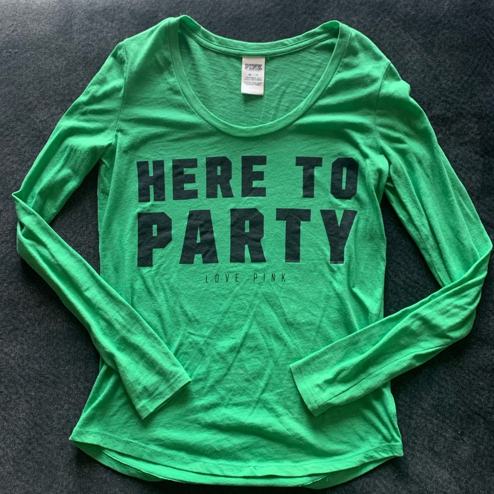 Victorias Secret Pink Green Party Long Sleeve